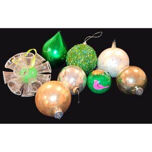Vintage Christmas Ornaments Set Of 8 With Unique Designs Mixed Colors